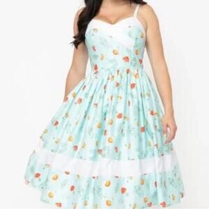 Unique Vintage Wm's Mushroom Print Swing Dress for Spring Foragers Sz 8 #0057